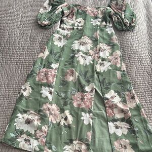 Floral Green midi Dress
